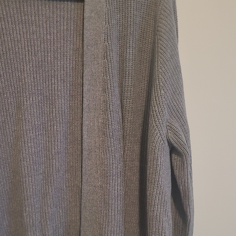 GAP Light Gray Open-Front Ribbed Cardigan with Pockets - Picture 4 of 12